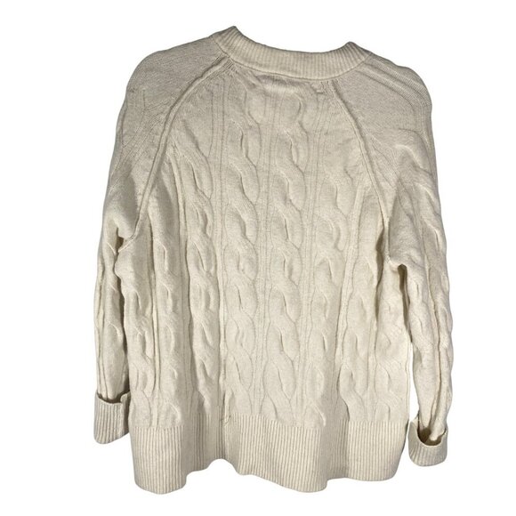 Aerie unREAL Cable Crew Sweater in natural oversized XXS fisherman’s cable knit - Picture 5 of 11